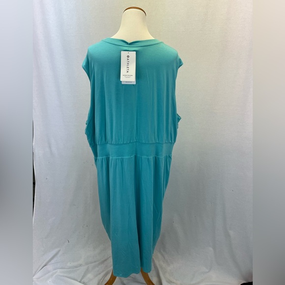 NWT Athleta Turquoise Gulf Green Jersey Knit Sleeveless Santorini Cinch Dress 3X - Picture 5 of 7